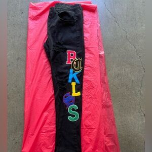 Men’s skinny distressed black jeans - sz 36